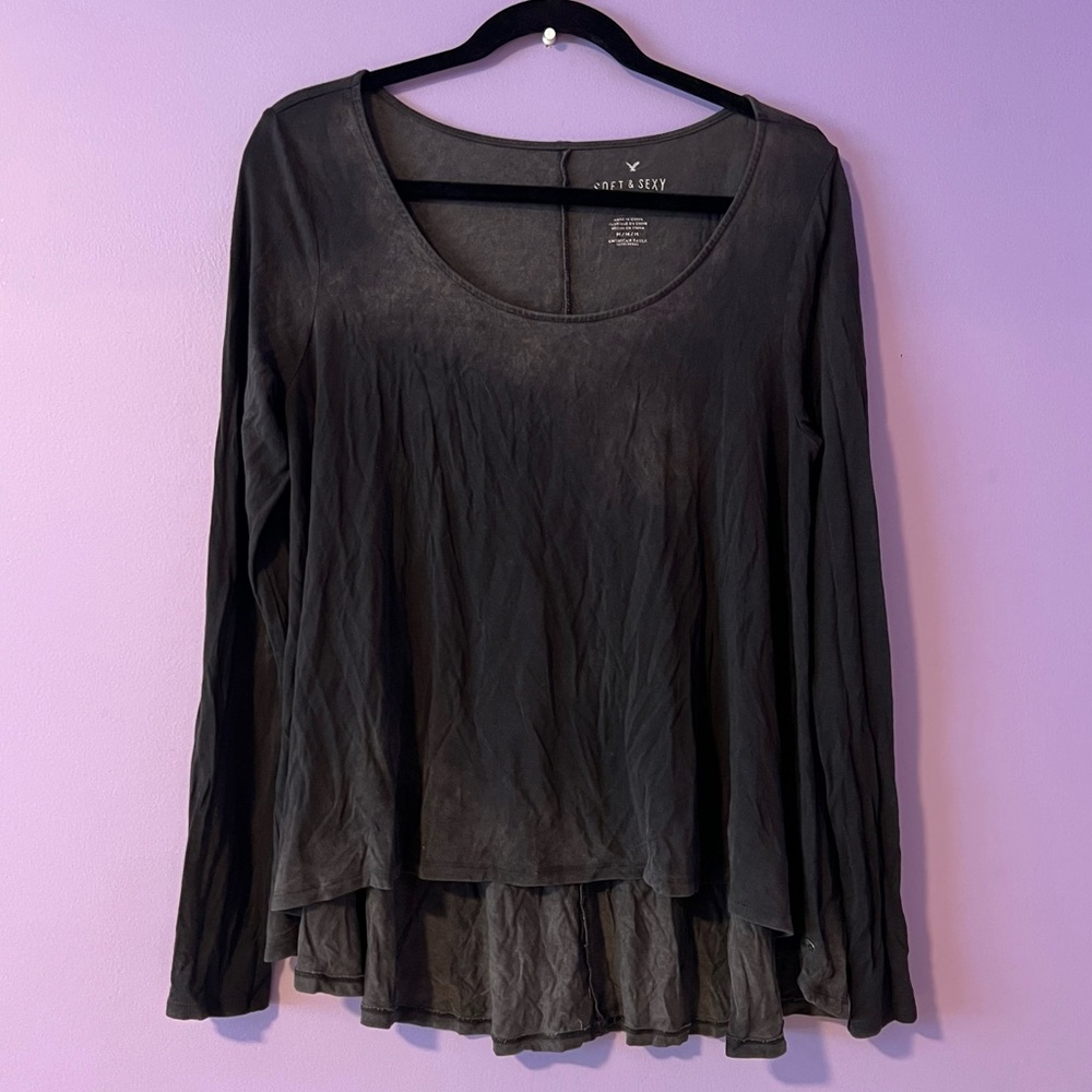 American Eagle Soft & Sexy Acid Wash Long Sleeve T-Shirt